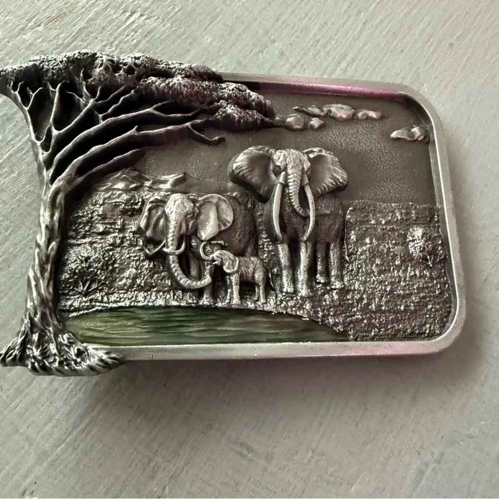 Jean's Friend Elephants VINTAGE Belt Buckle